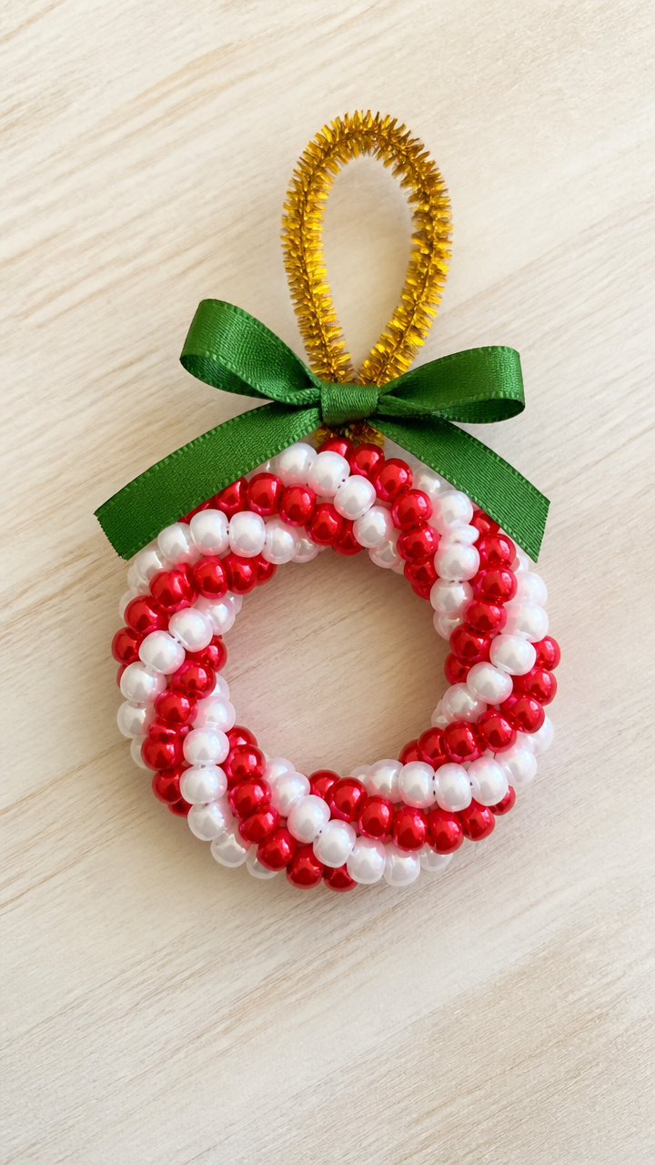 Candy Cane Bead Wreaths