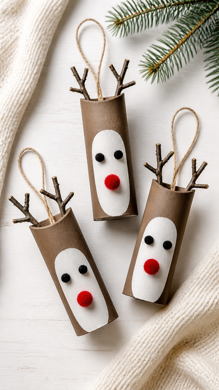 Cardboard Tube Reindeer Ornaments