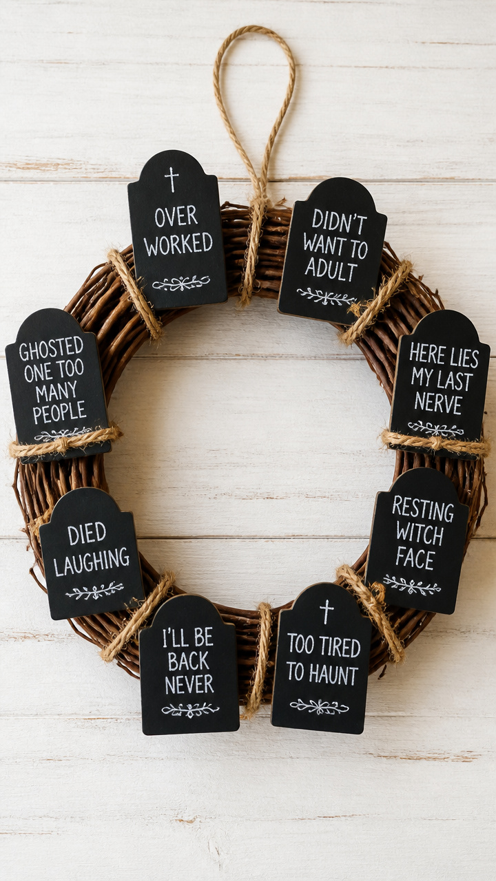 Chalkboard Paint Tombstone Wreath