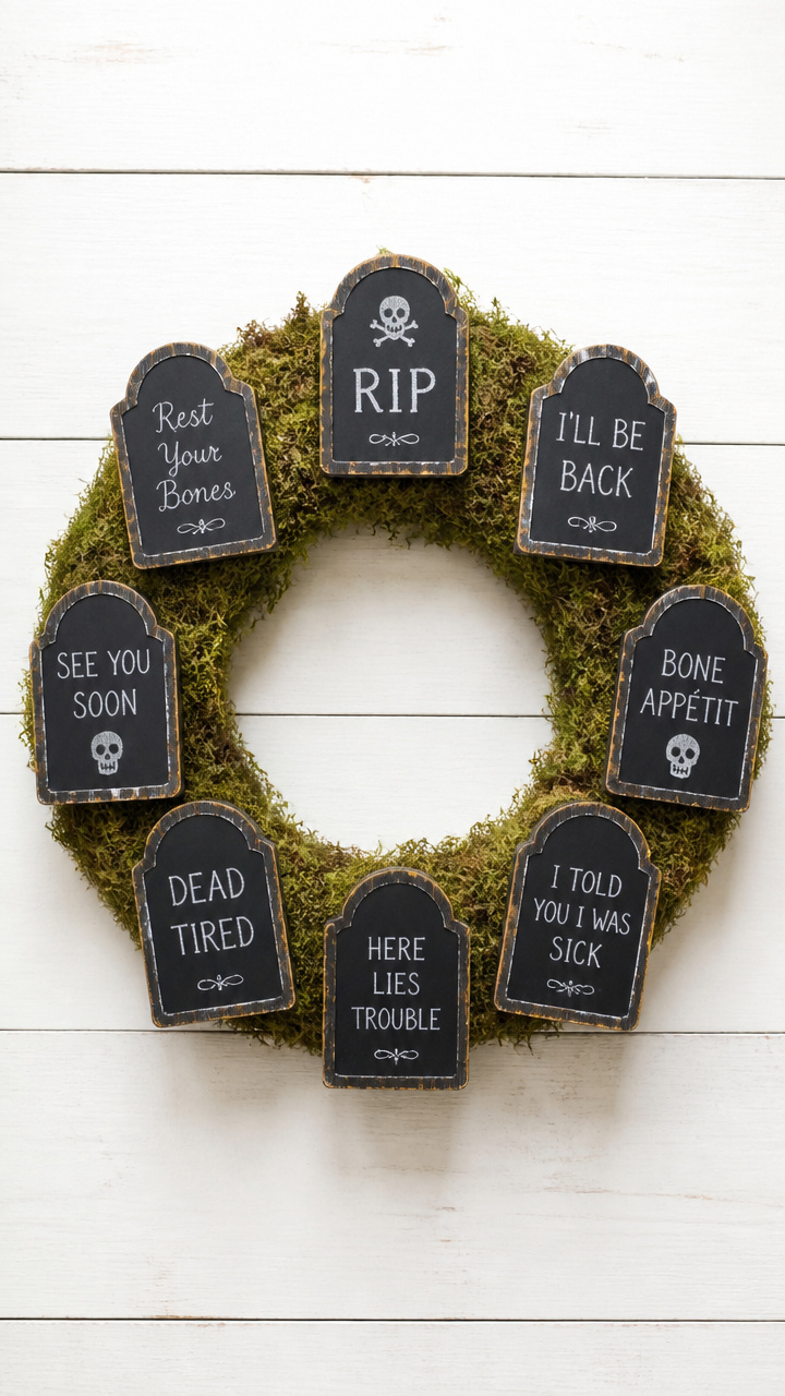 Chalkboard Paint Tombstone Wreath