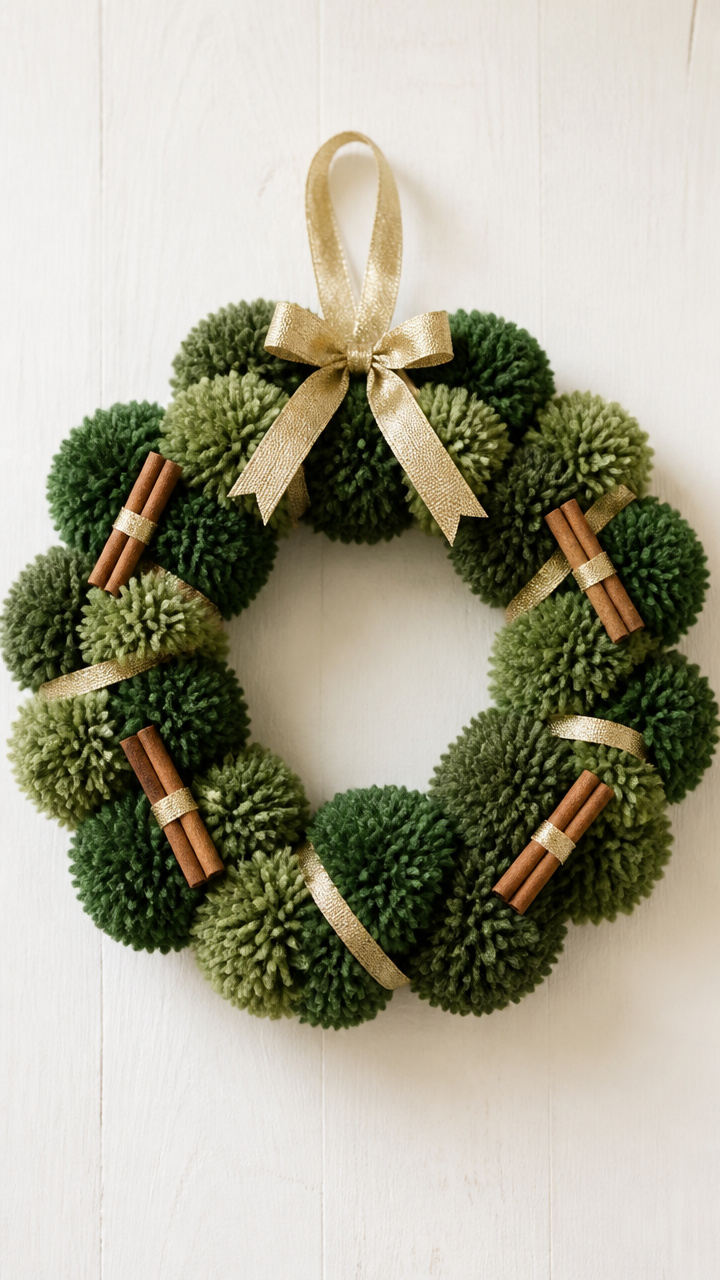 Cinnamon-Scented Pom-Pom Wreaths