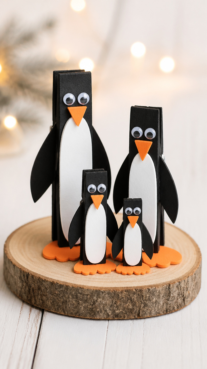 Clothespin Penguin Families