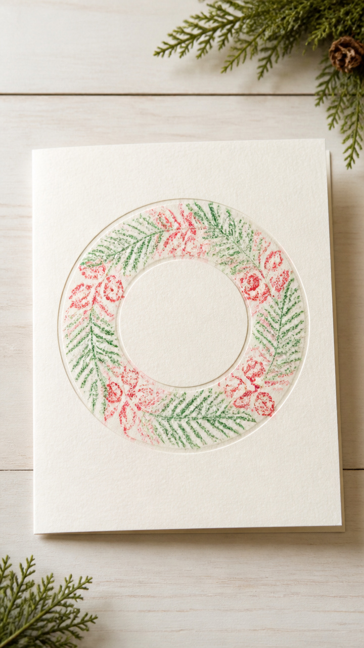 Crayon Rubbing Wreath Cards