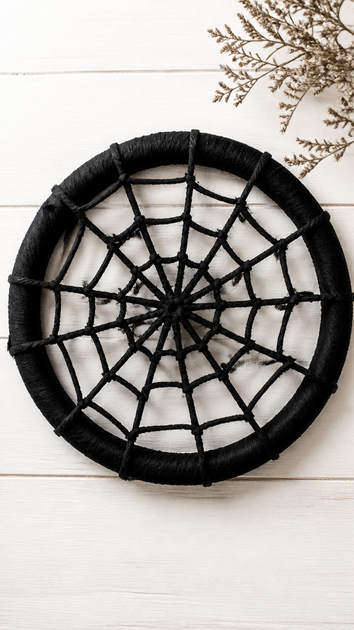 Crepe Paper Spiderweb Wreath