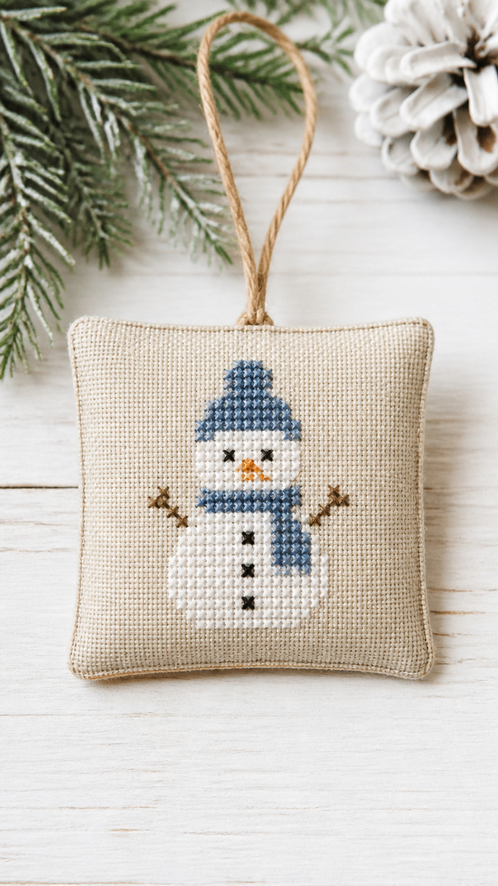 Cross-Stitched Flour Sack Square