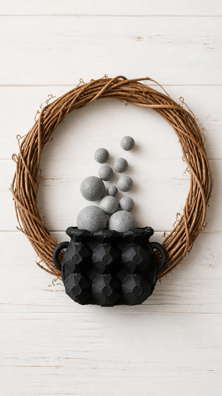 Egg Carton Cauldron Wreath