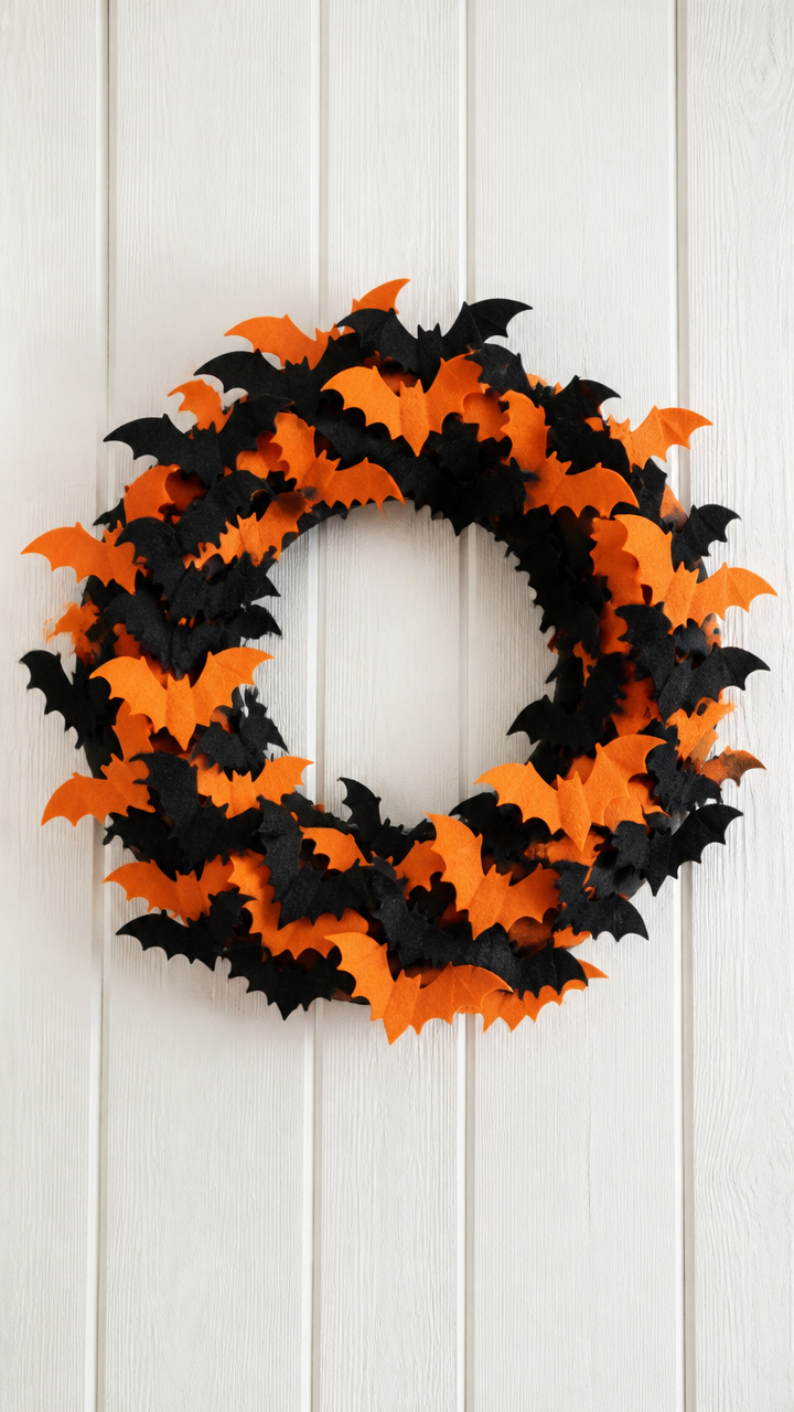 Felt Bat Colony Wreath