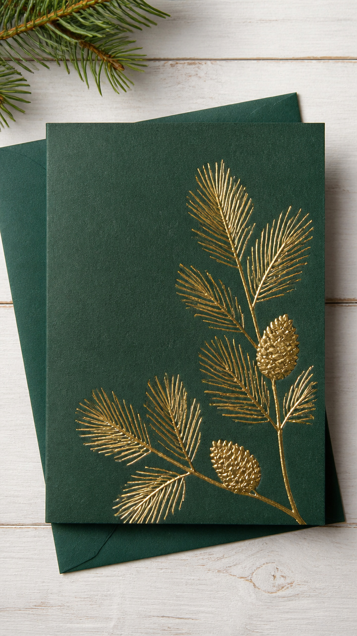 Foil-Pressed Gold Pine Cards