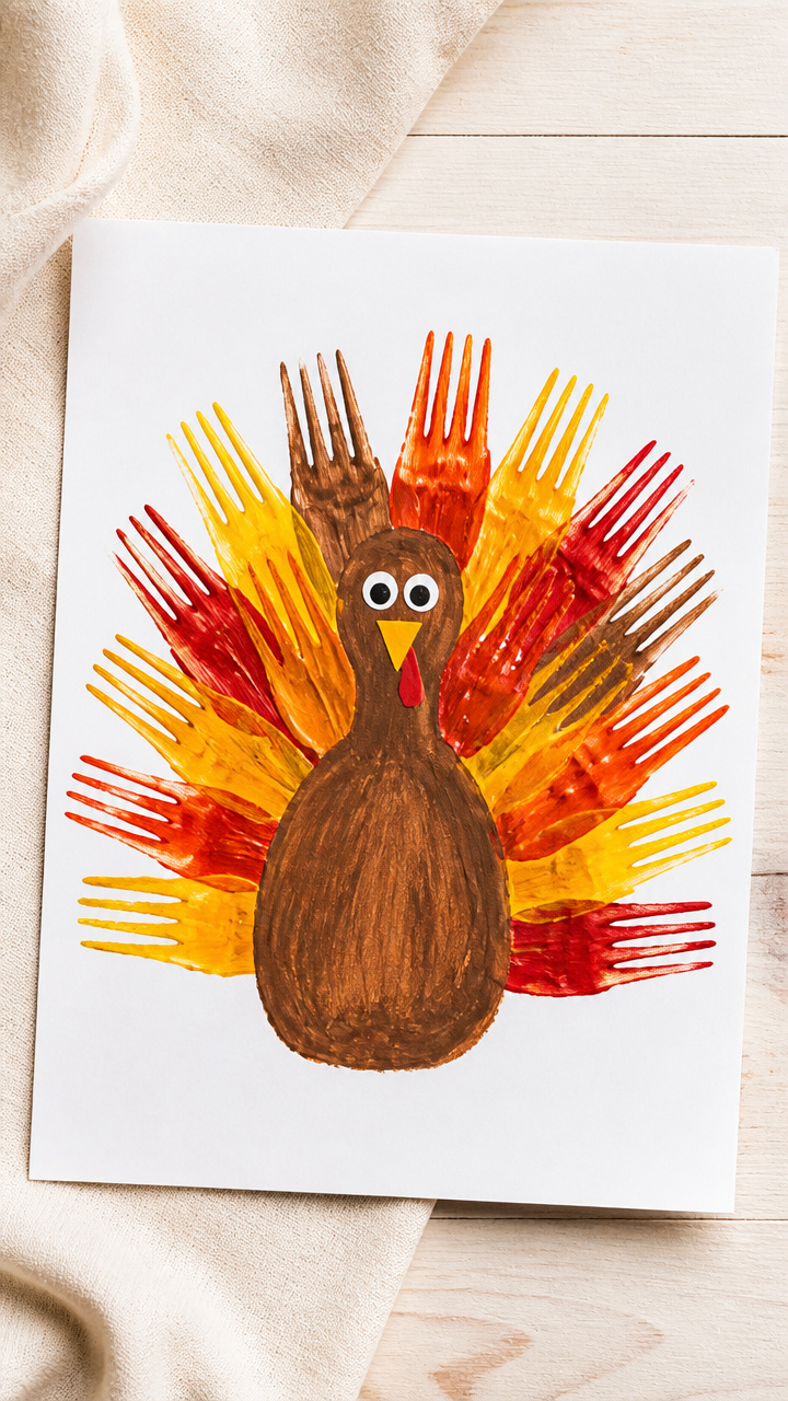 Fork-Print Feather Art