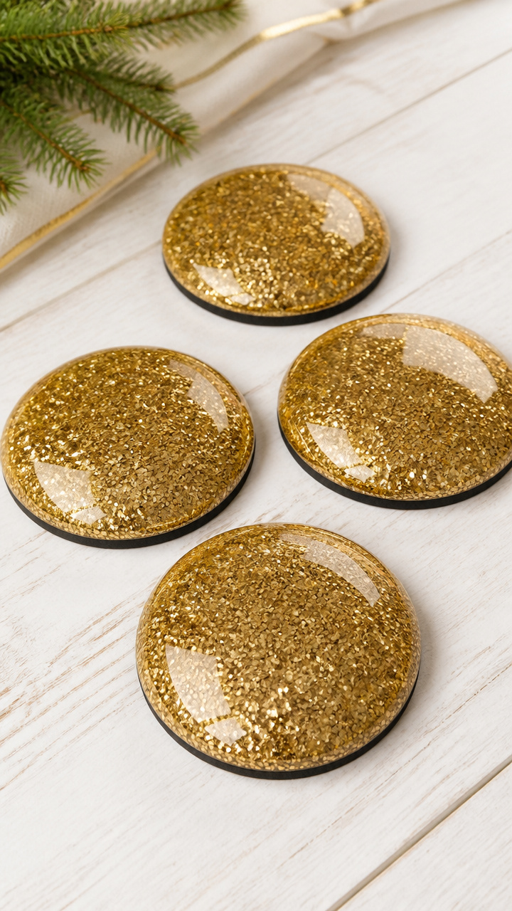 Glittered Ornament Coasters