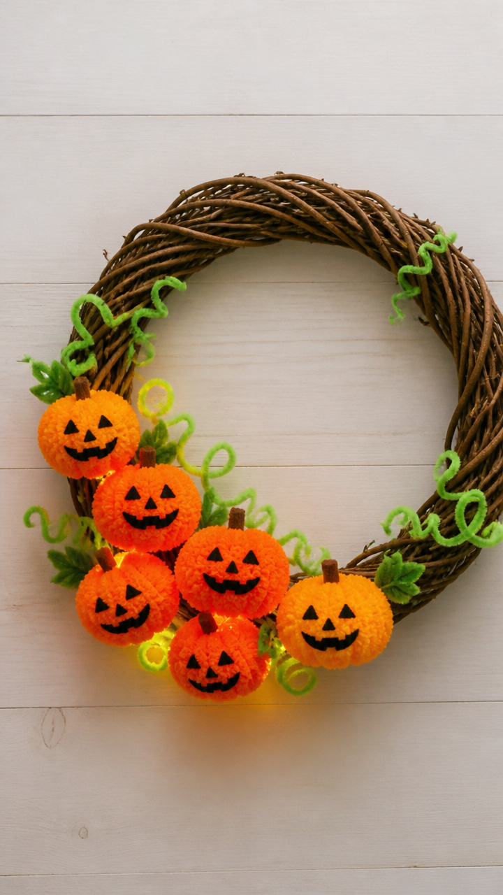 Glow-in-the-Dark Pumpkin Wreath