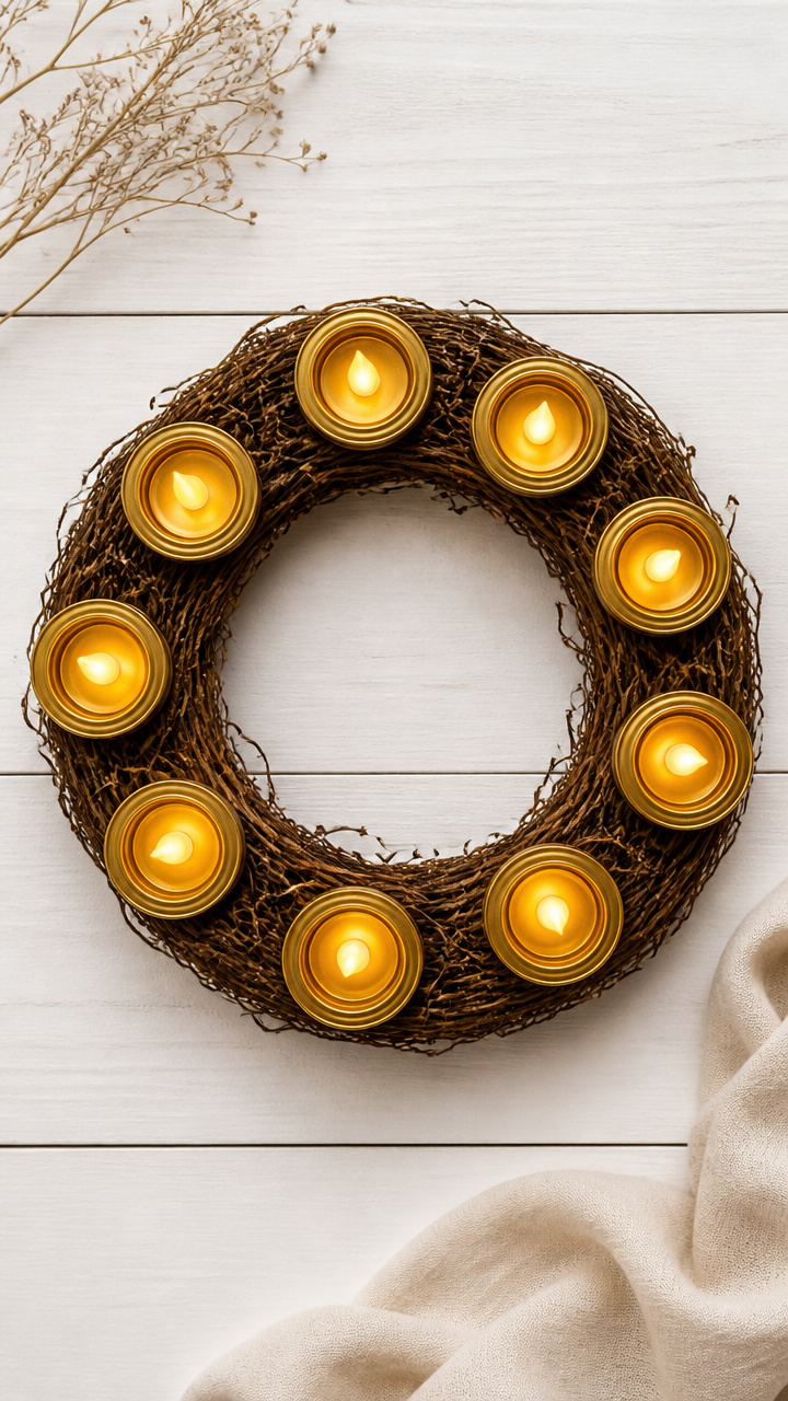 Glowing Jar Lid Wreath