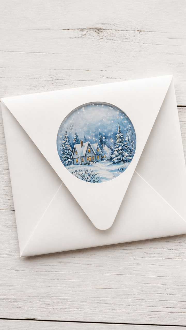 Hand-Drawn Snow Globe Window