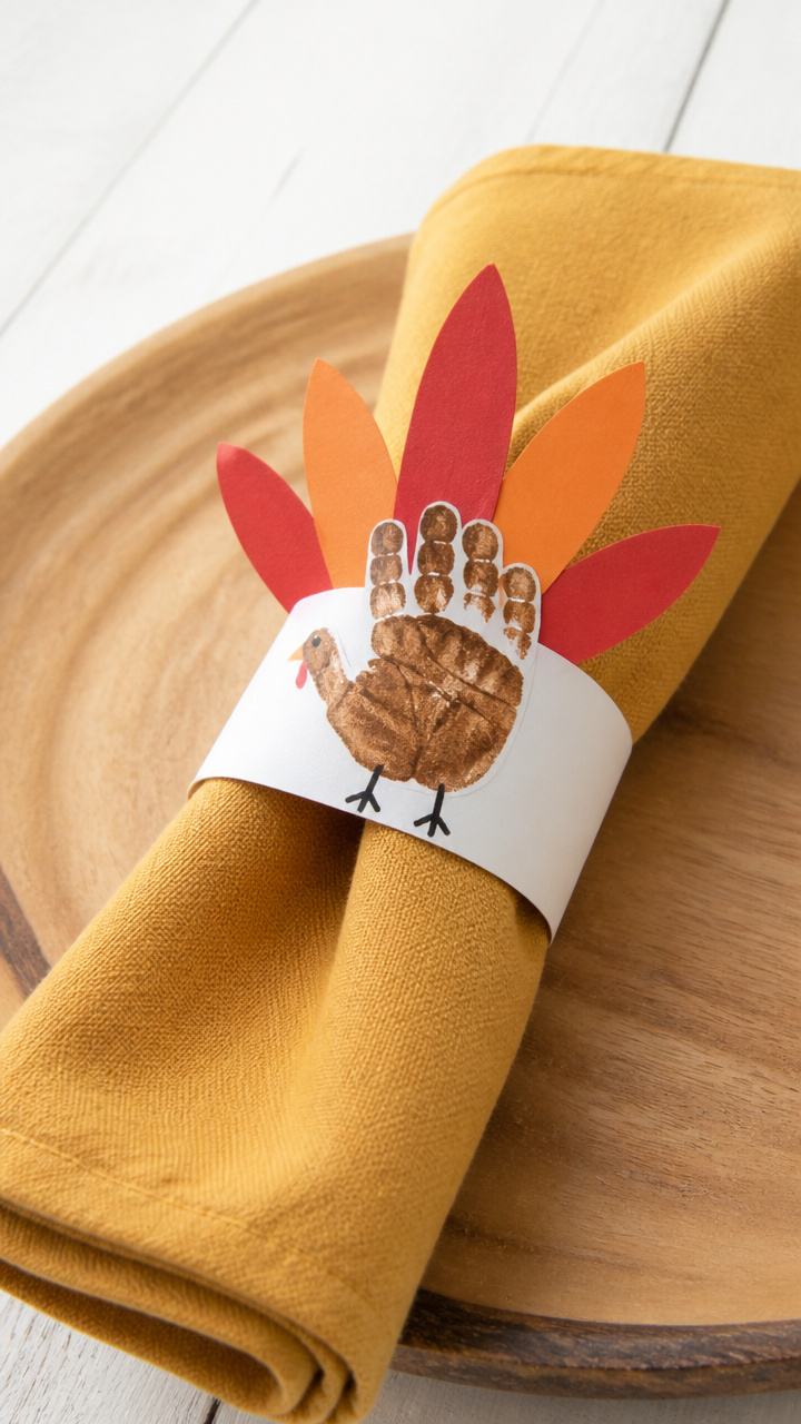 Hand-Printed Turkey Napkin Rings