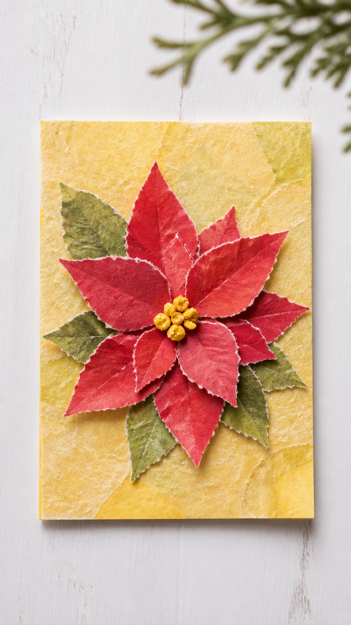 Hand-Torn Paper Poinsettias