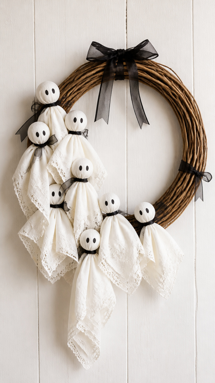 Hankie Ghost Cluster Wreath