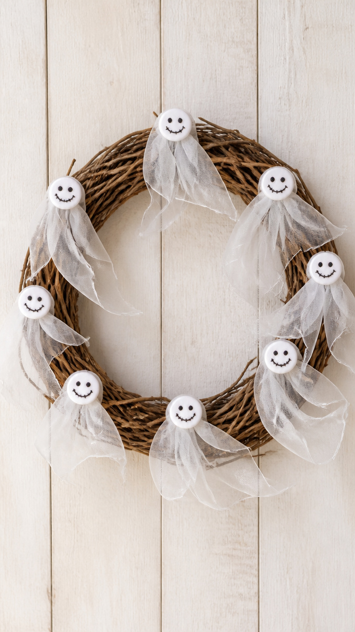 Haunted Button Ghosts Wreath