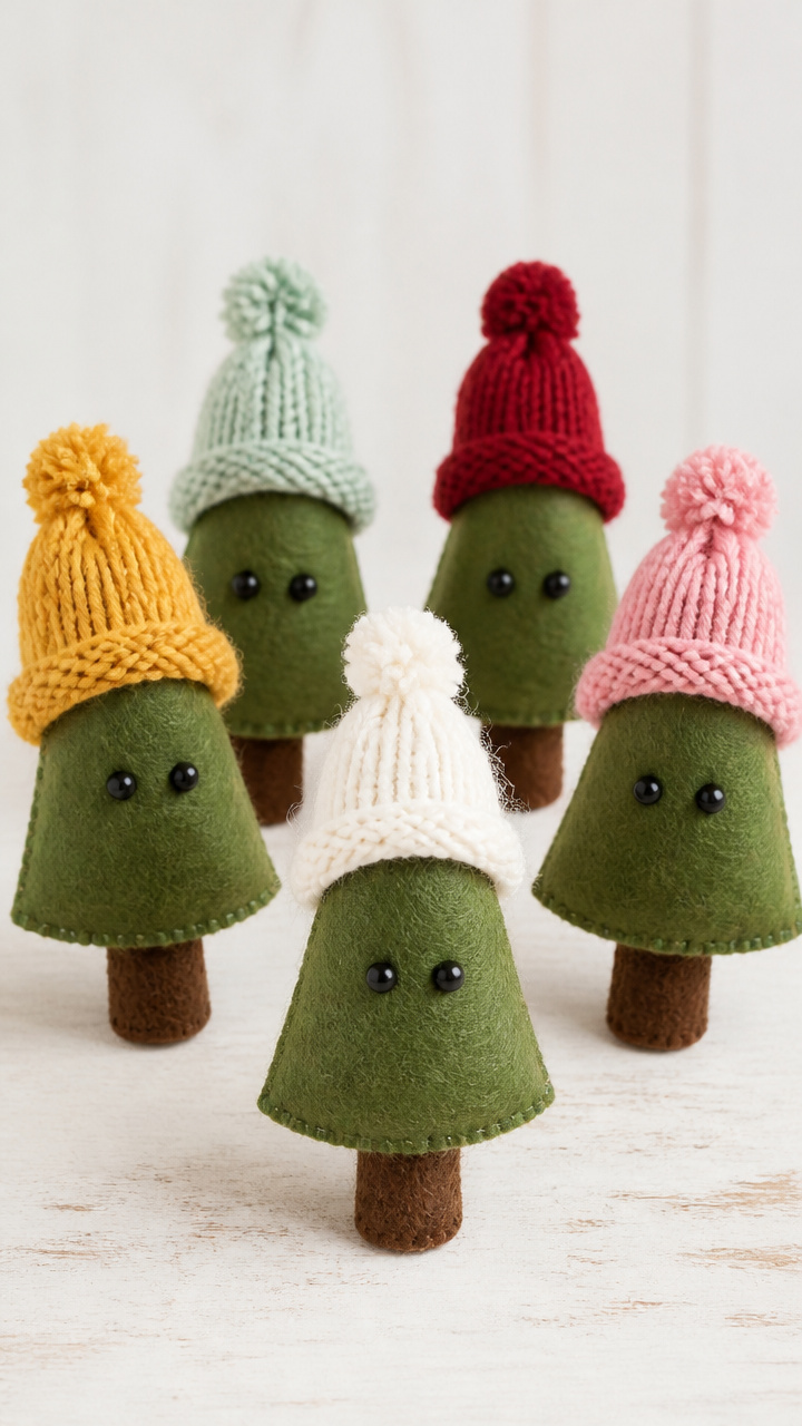 Knit Hat Mini Trees