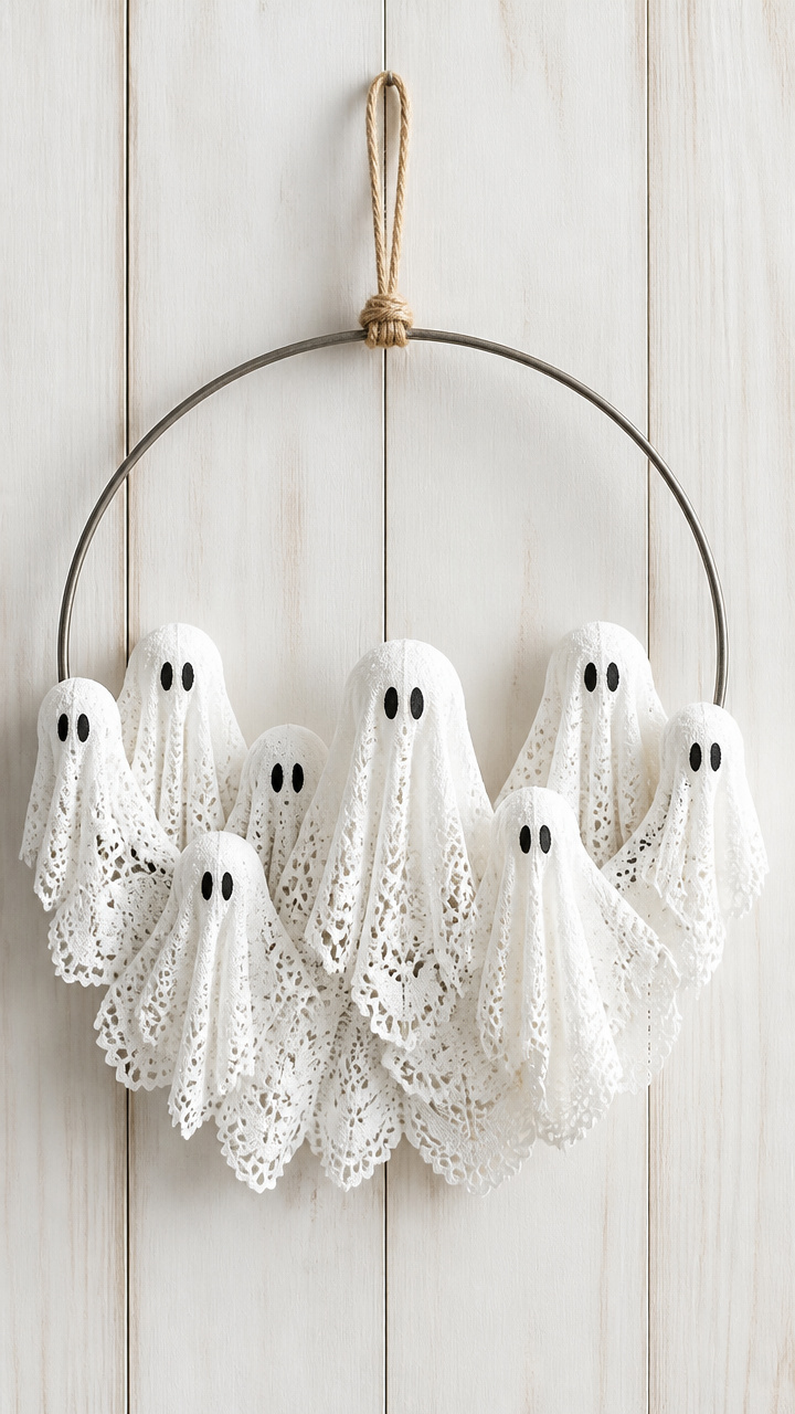 Lace Doily Ghost Wreath