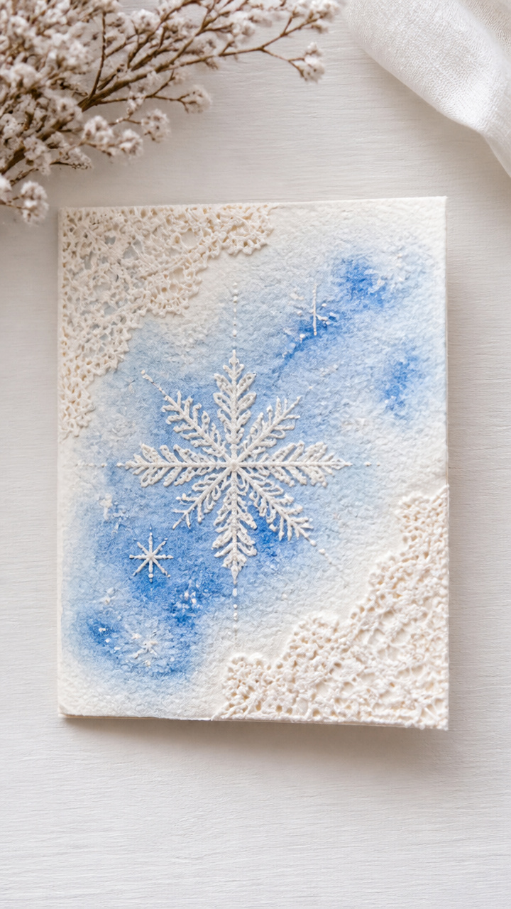 Lace-Edged Watercolor Snowflakes