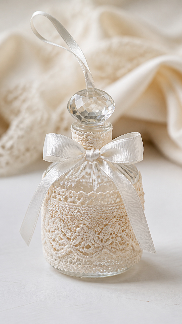 Lace-Trimmed Perfume Bottle