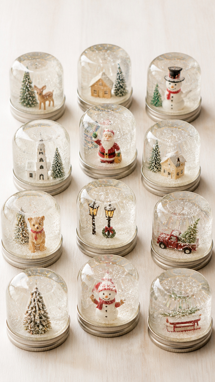 Mason Jar Lid Snow Globes