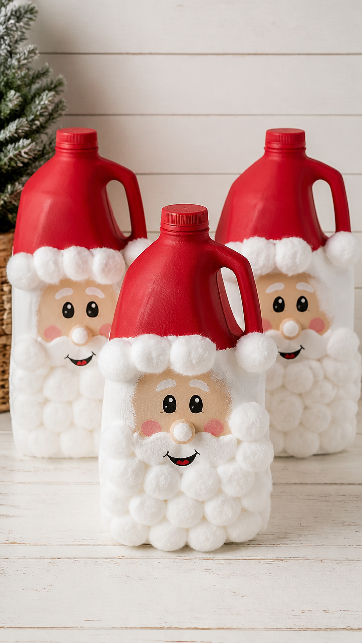 Milk Jug Santa Faces