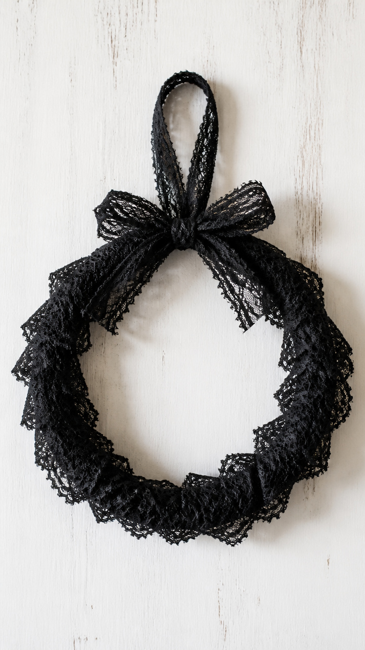Mini Black Lace Wreath