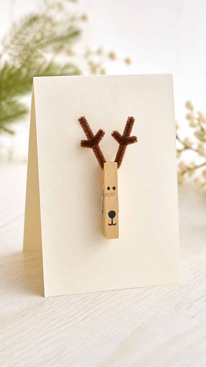 Mini Clothespin Reindeer Cards