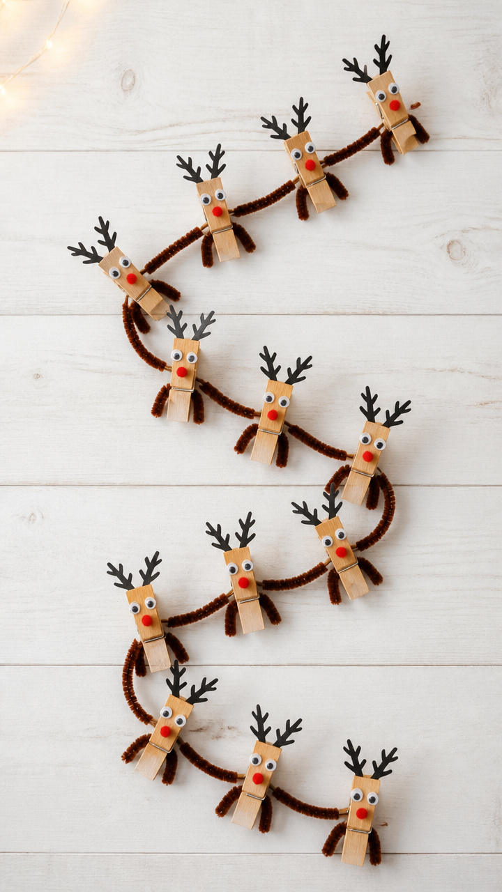 Mini Clothespin Reindeer Chain
