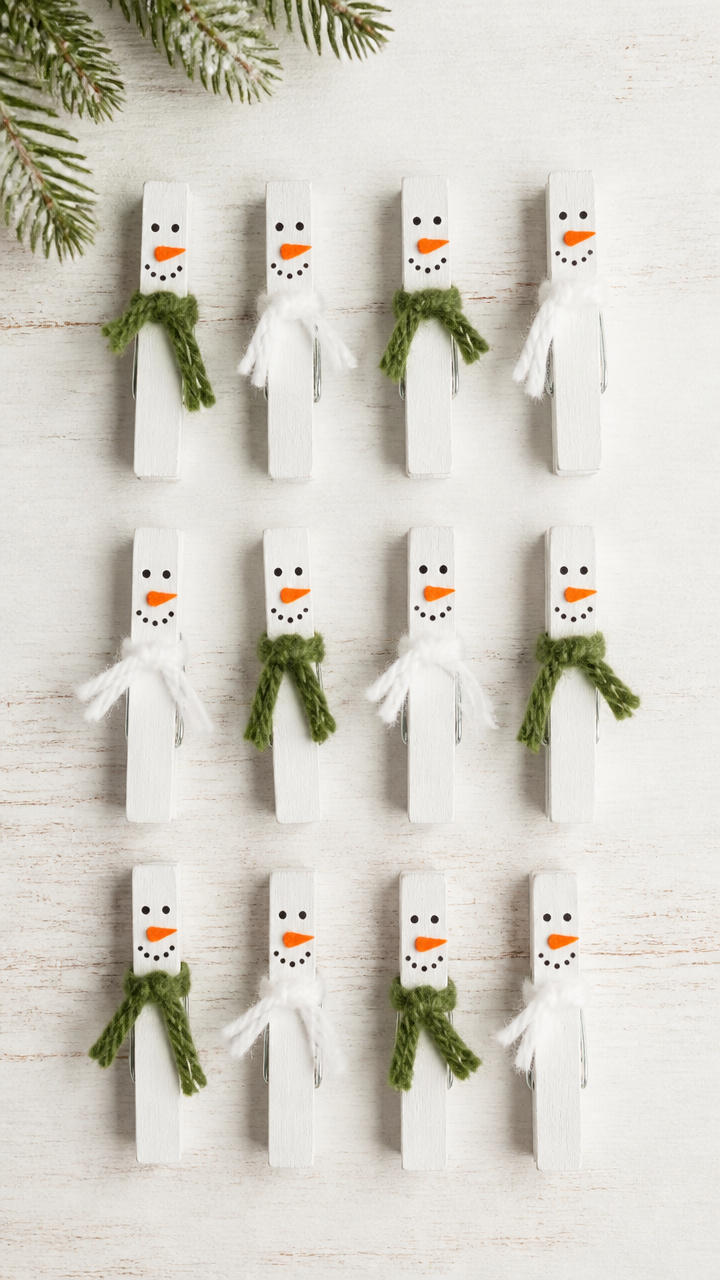Mini Clothespin Snowmen