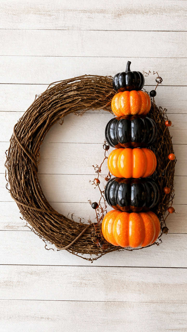 Mini Pumpkin Stack Wreath