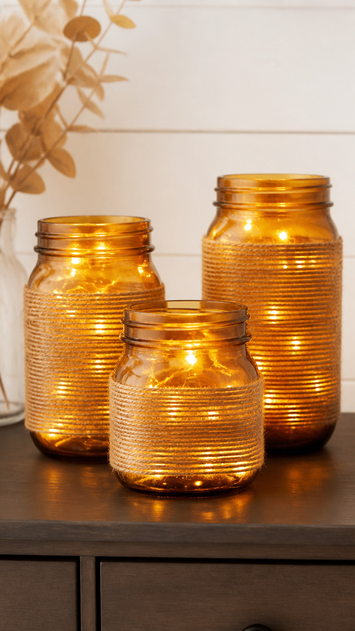 Painted Mason Jar Lamps