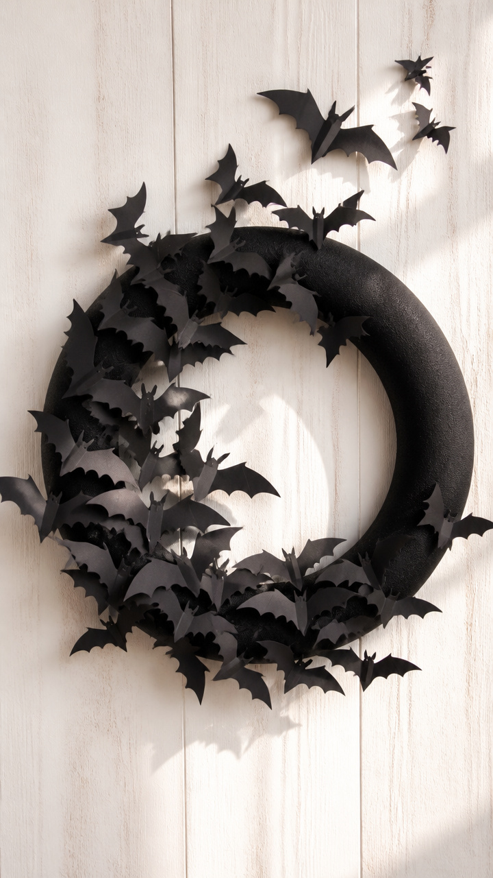 Paper Bat Colony Wreath