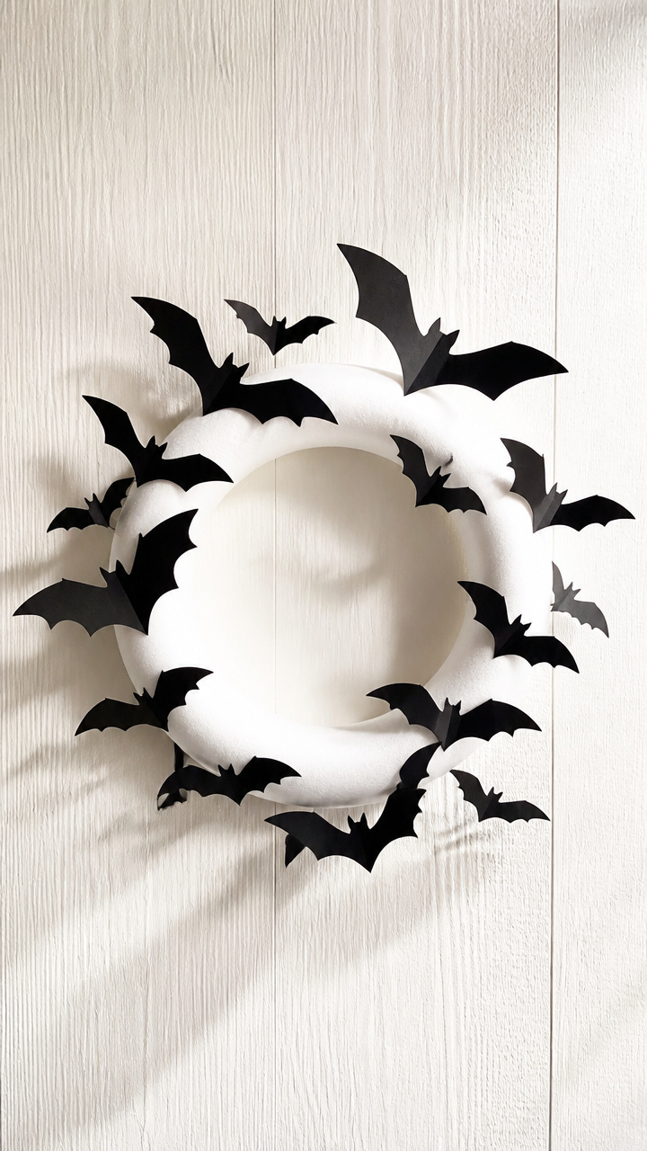 Paper Bat Silhouette Wreath
