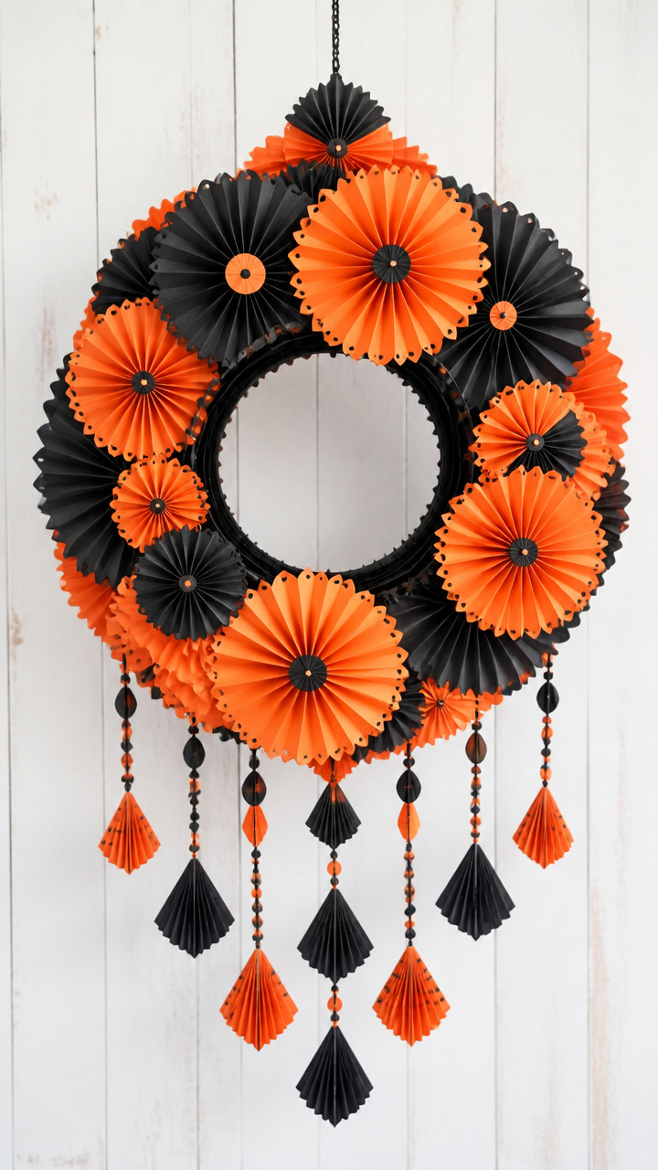 Paper Fan Chandelier Wreath
