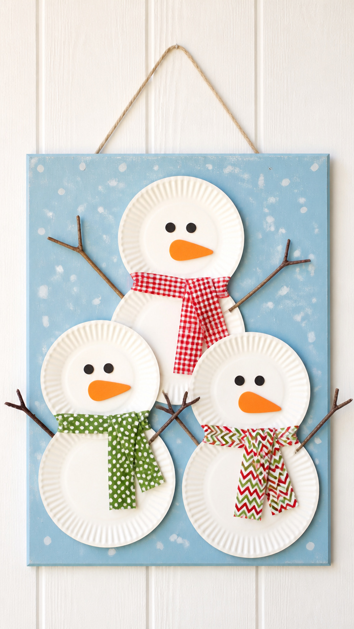 Paper Plate Snowman Wall Art
