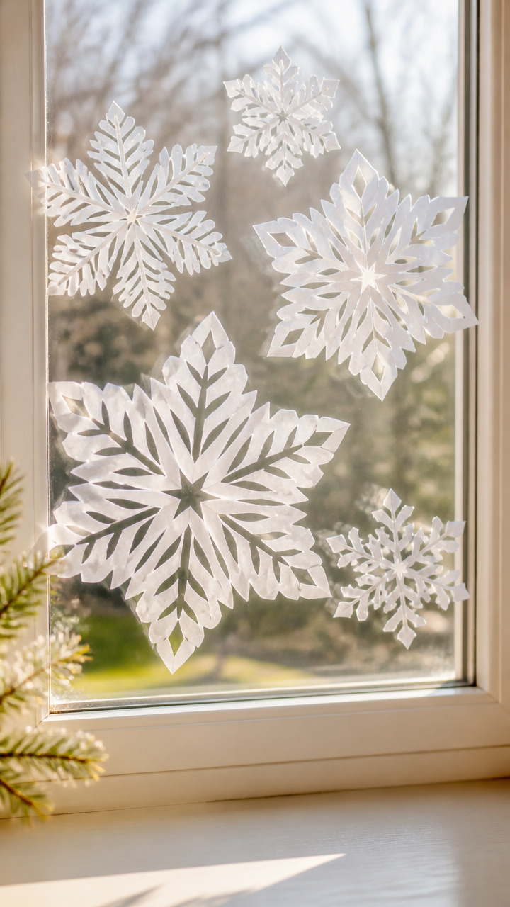 Paper Snowflake Window Clings