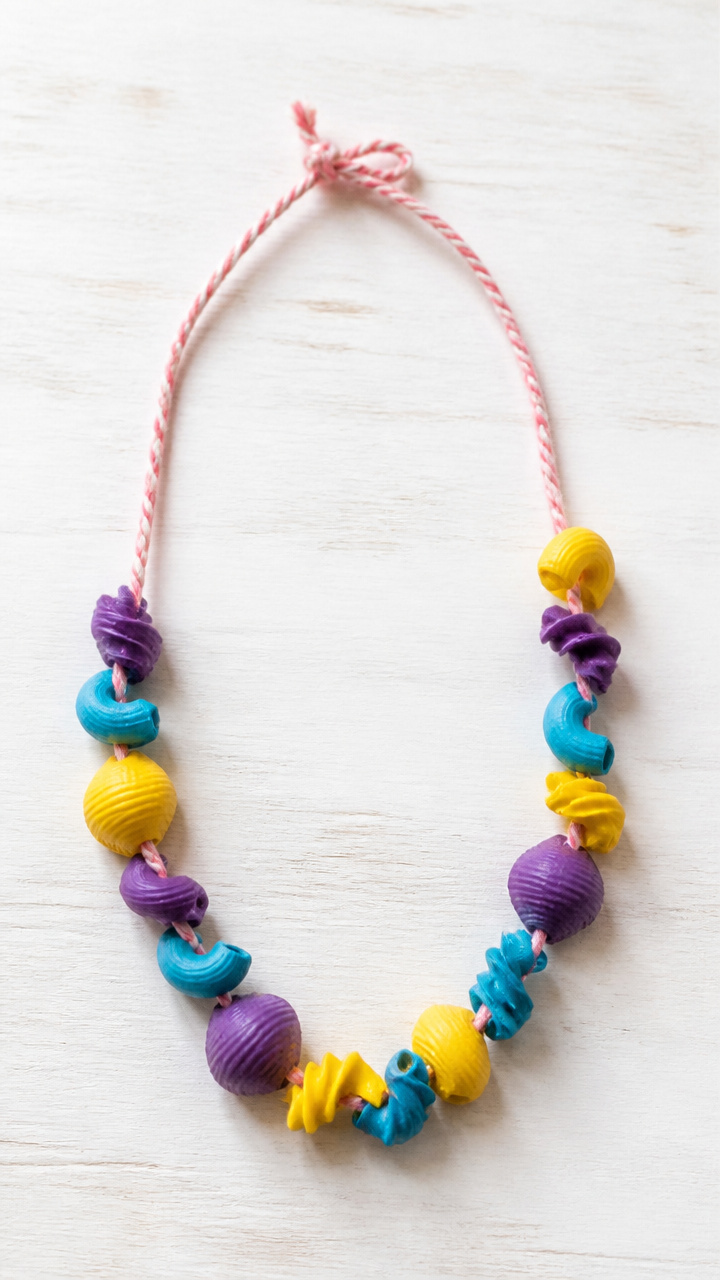 Pasta Necklaces with Yarn