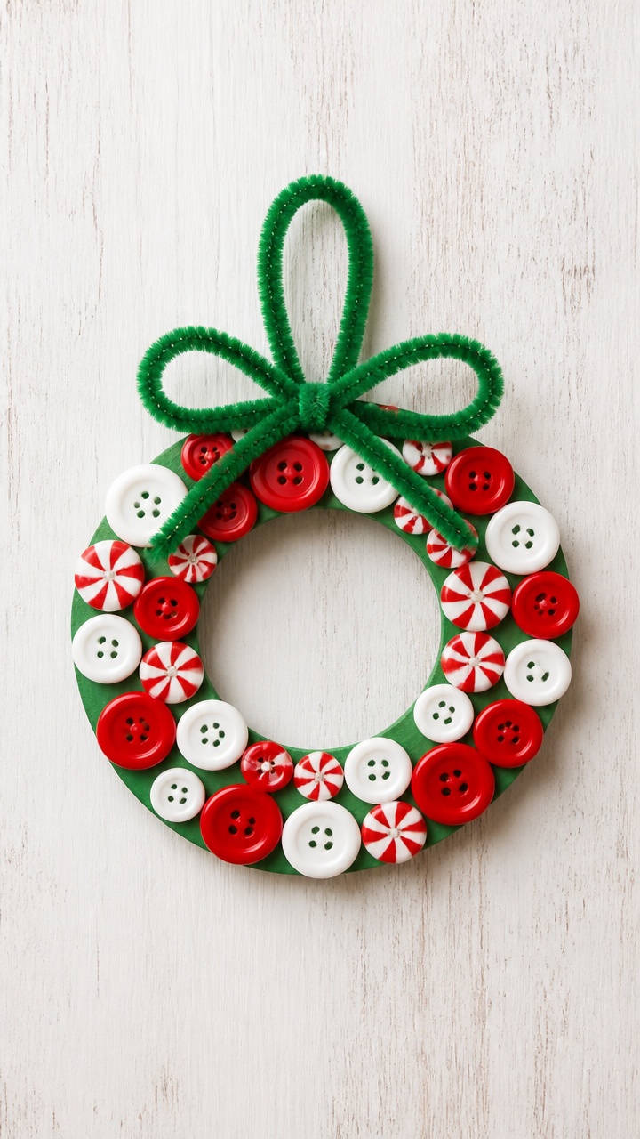 Peppermint Button Wreaths