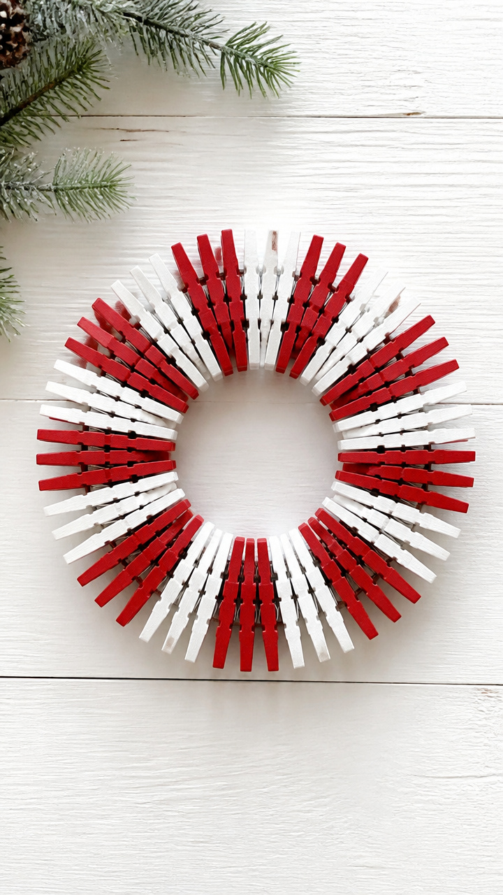 Peppermint Clothespin Wreath
