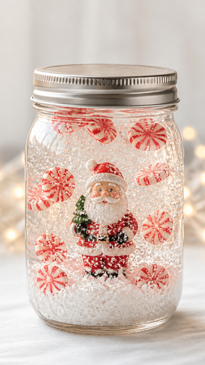 Peppermint Snow Globe Jars