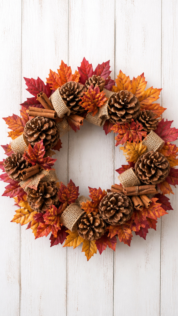 Pinecone and Leaf Wreath