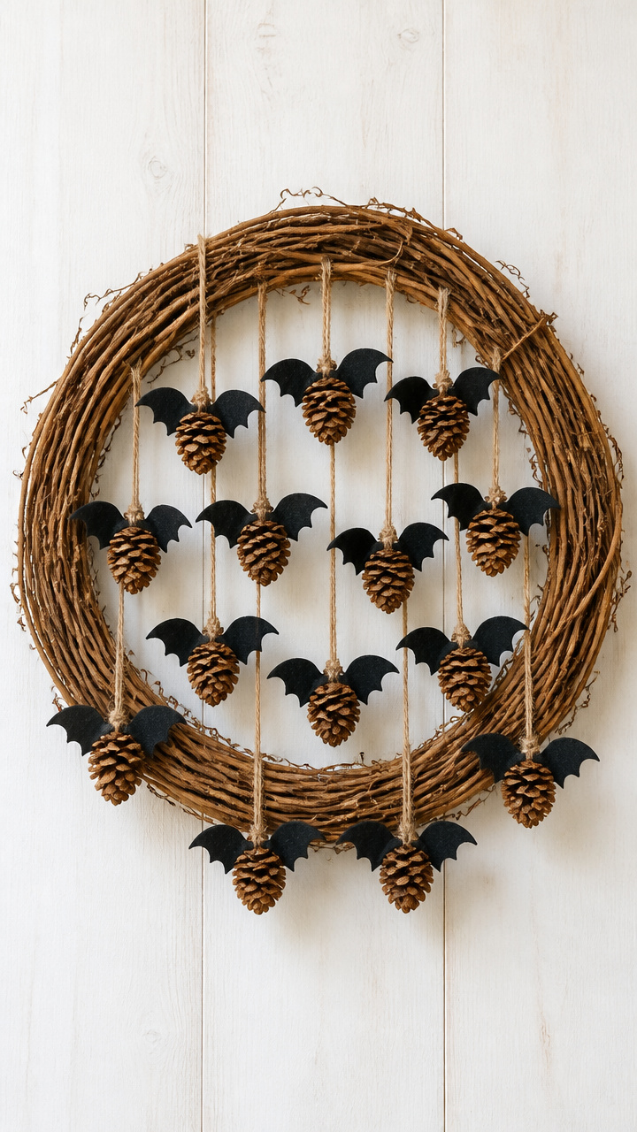 Pinecone Bats Wreath