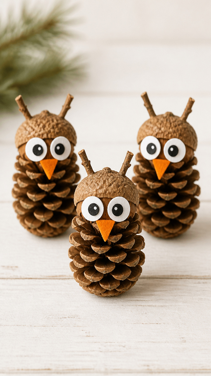 Pinecone Owls with Acorn Caps