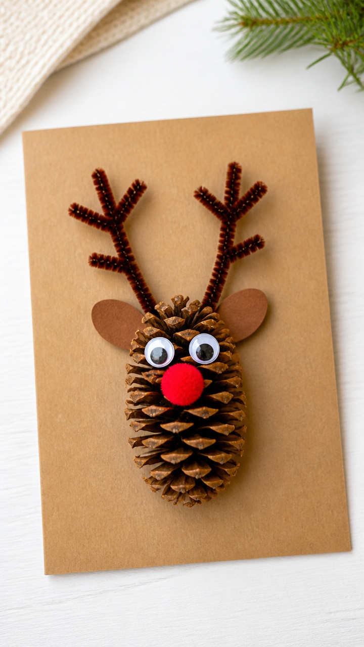 Pinecone Reindeer Cards