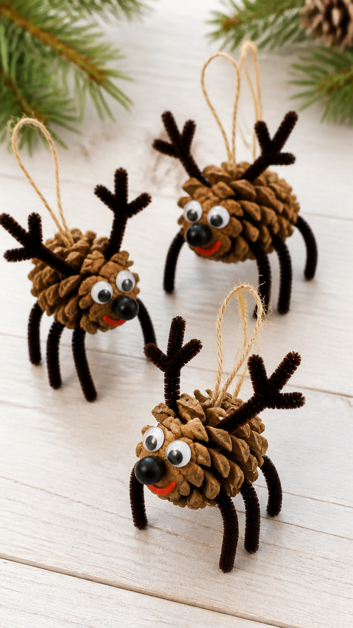 Pinecone Reindeer Ornaments