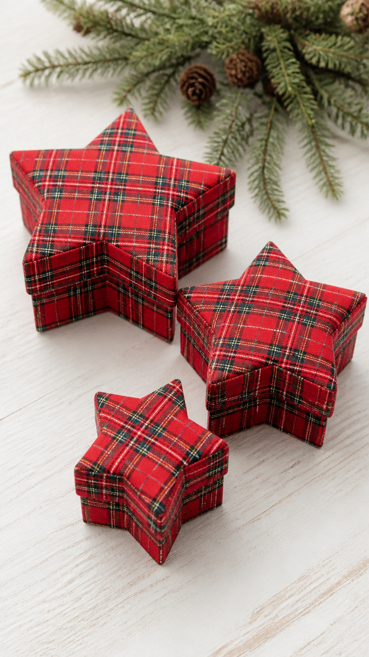 Plaid Fabric Star Boxes