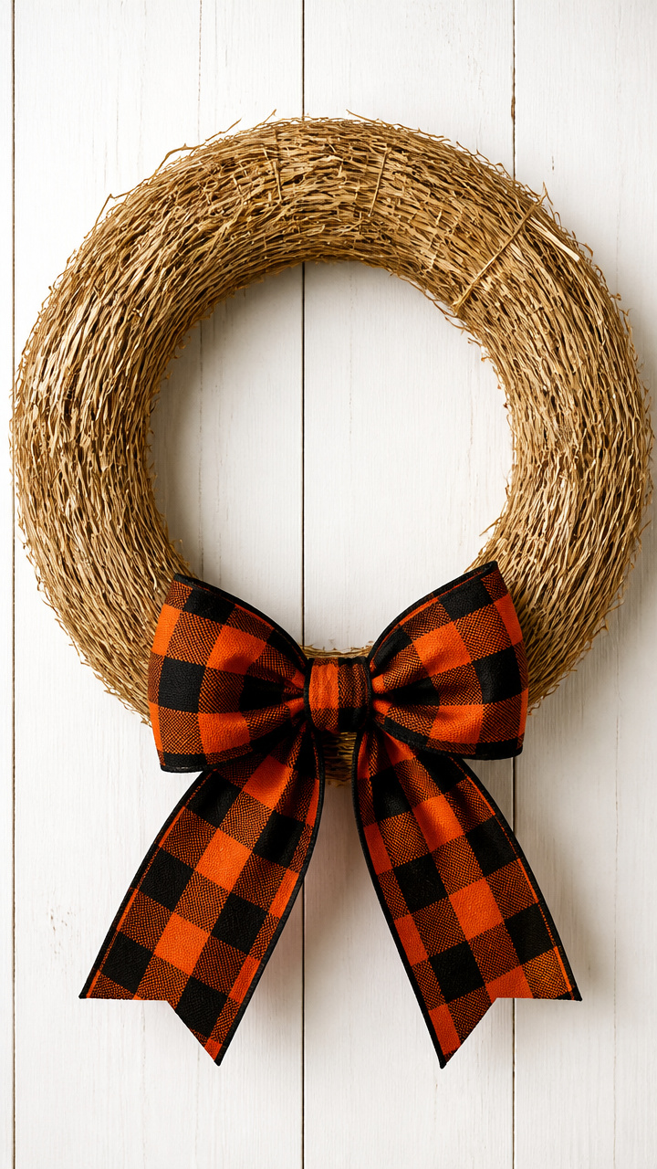 Plaid Ribbon Bow Wreath