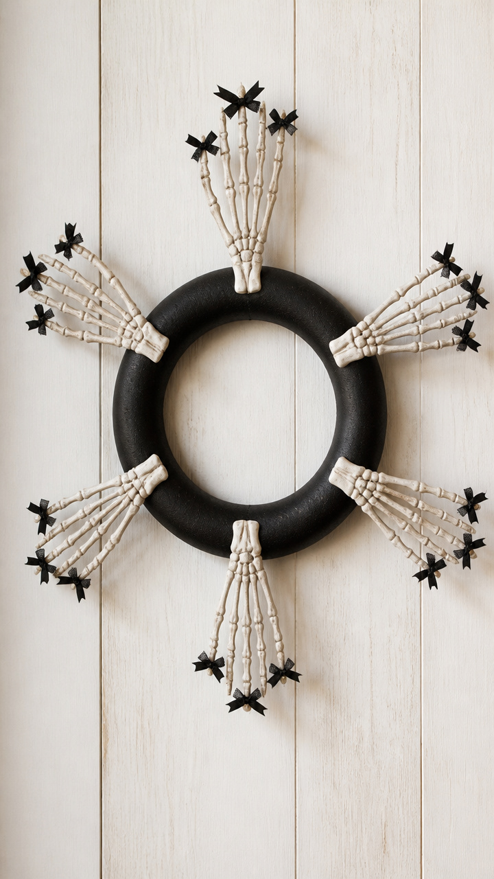 Plastic Skeleton Hand Wreath